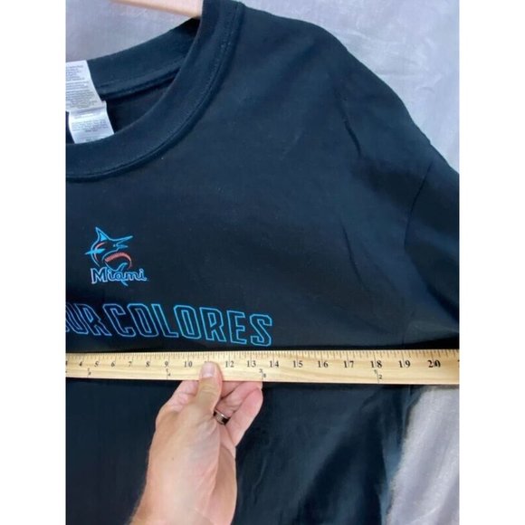 Miami Marlins Our Colores Shirt Adult Large Black Short Sleeve Pullover Tee Mens - Picture 7 of 9